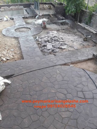 نصب سنگ لاشه مالون برای کف فرش محوطه سازی باغ ویلا