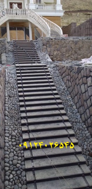 اجرای سنگ مالون برای پله با استفاده از سنگ مالون